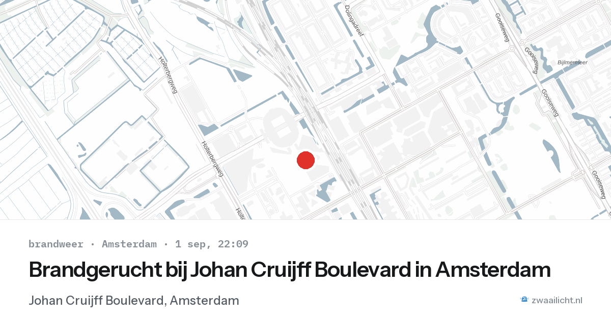 Brandgerucht bij Johan Cruijff Boulevard in Amsterdam — 1 sep 2026
