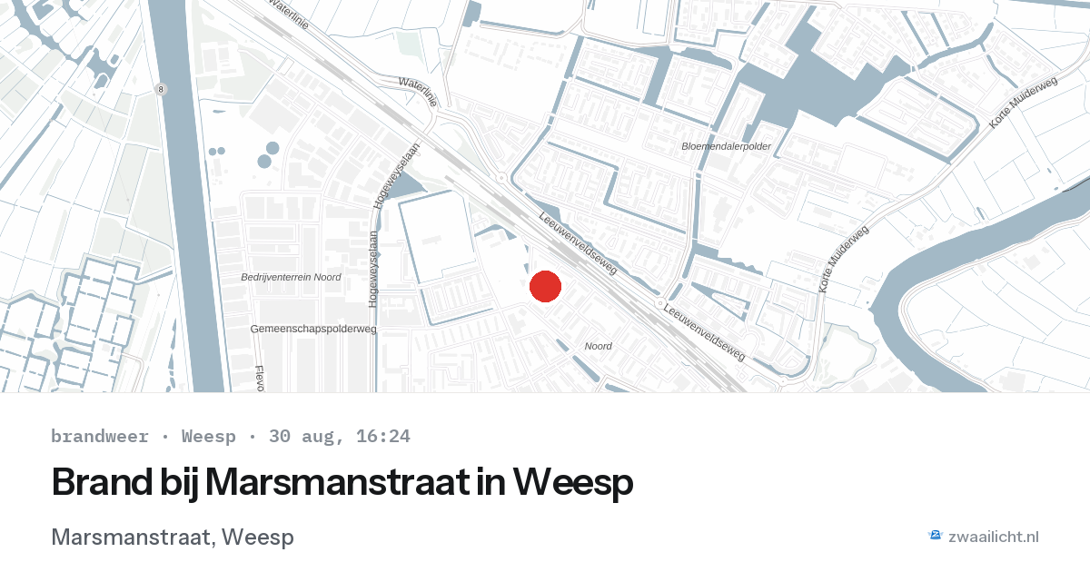 Brand bij Marsmanstraat in Weesp — 30 aug 2026