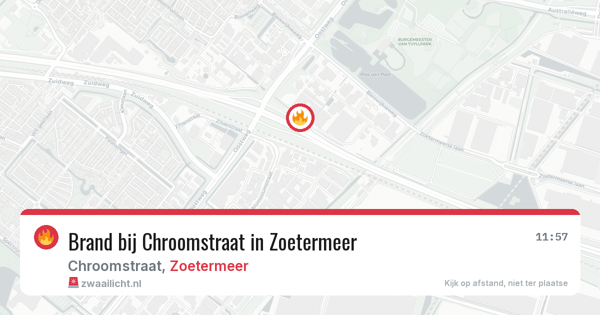 Brand bij Chroomstraat in Zoetermeer — 8 aug 2026