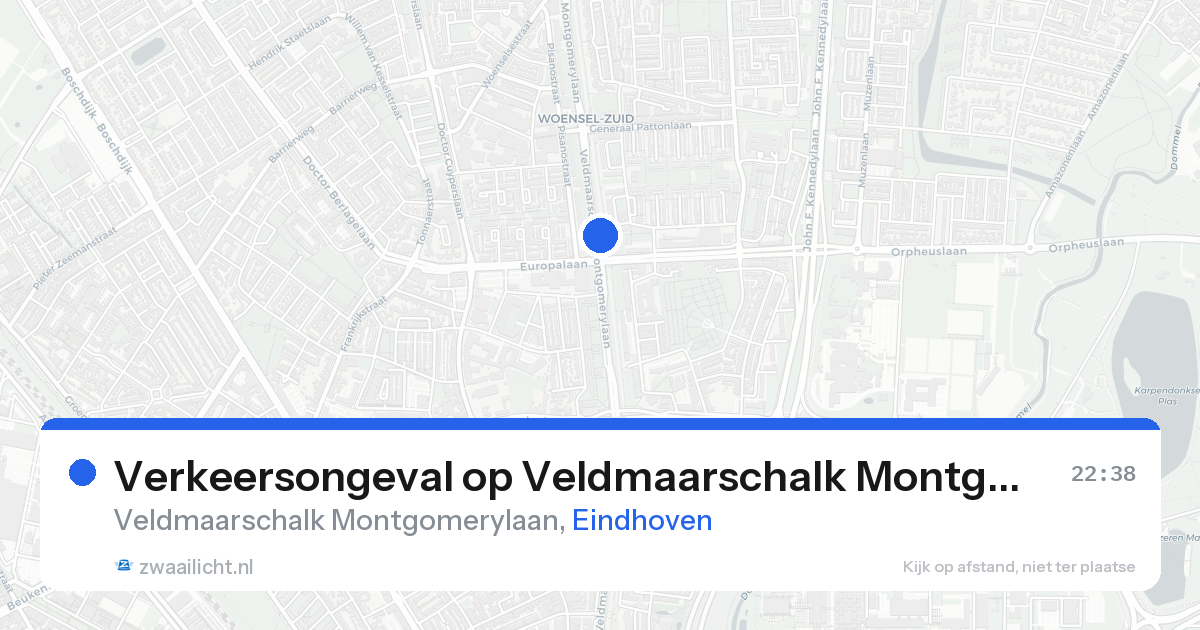 Verkeersongeval op Veldmaarschalk Montgomerylaan in Eindhoven — 15 aug 2026