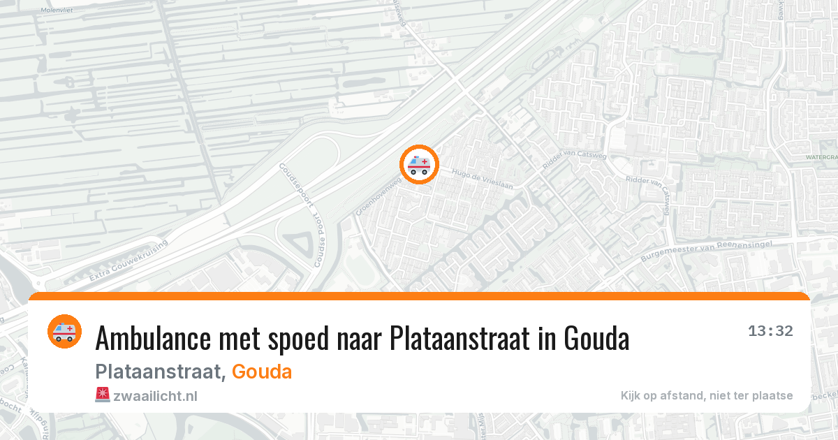 Ambulance met spoed naar Plataanstraat in Gouda — 19 mrt 2026