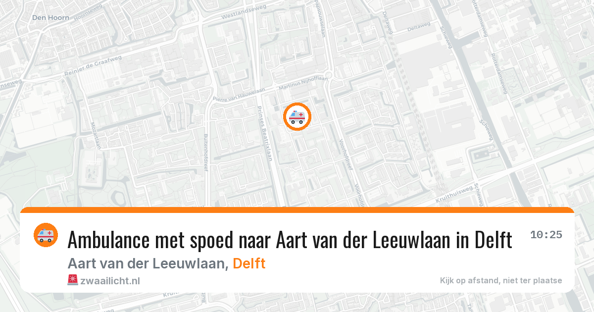 Ambulance met spoed naar Aart van der Leeuwlaan in Delft — 14 aug 2026