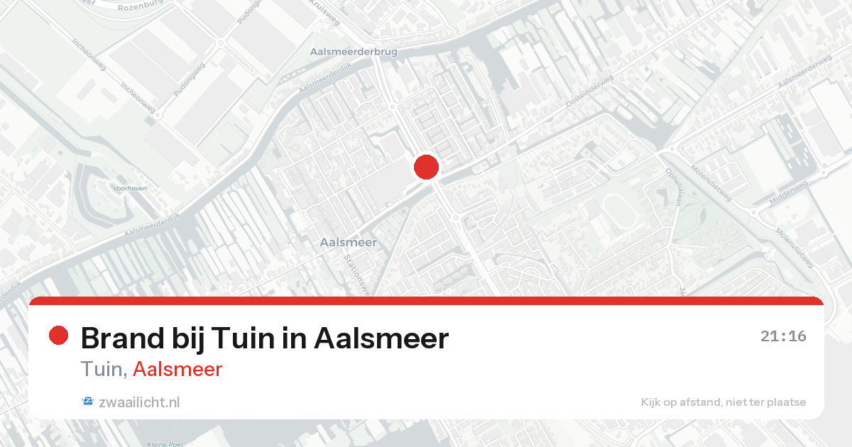 Brand bij Tuin in Aalsmeer — 21 aug 2026