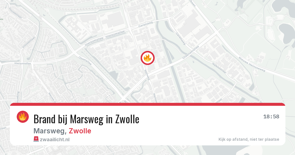 Brand bij Marsweg in Zwolle — 18 mrt 2026