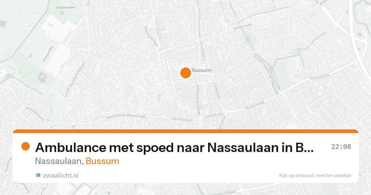 Ambulance met spoed naar Nassaulaan in Bussum — 22 aug 2026