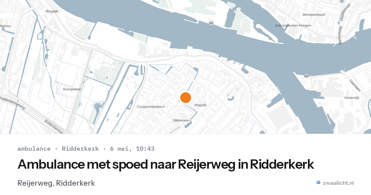 Ambulance met spoed naar Reijerweg in Ridderkerk — 6 mei 2026