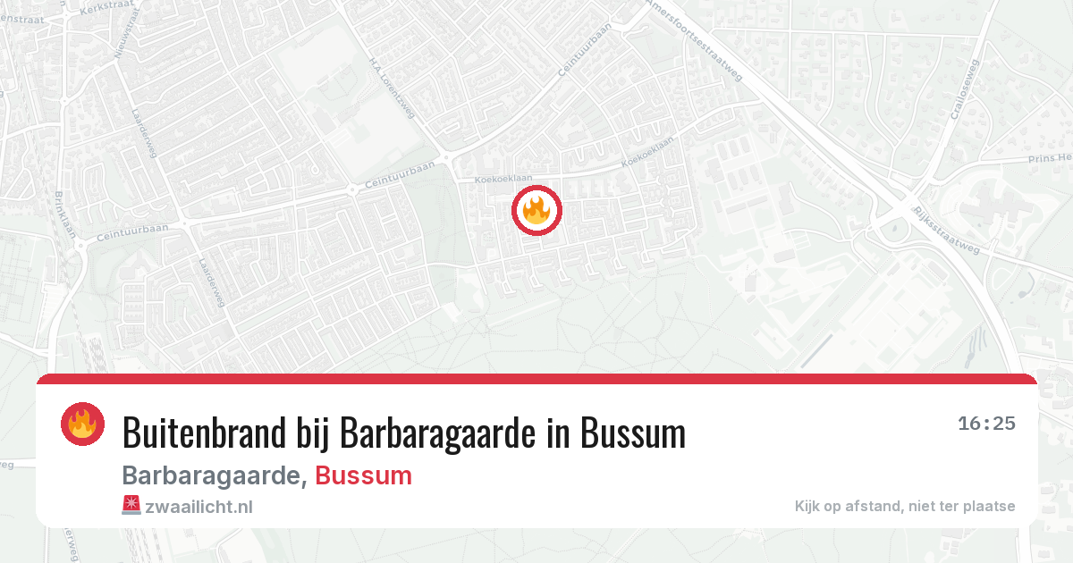 Buitenbrand bij Barbaragaarde in Bussum — 1 mei 2026