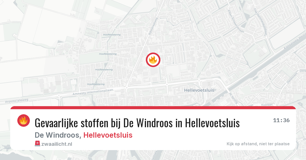 Gevaarlijke stoffen bij De Windroos in Hellevoetsluis — 15 jun 2026
