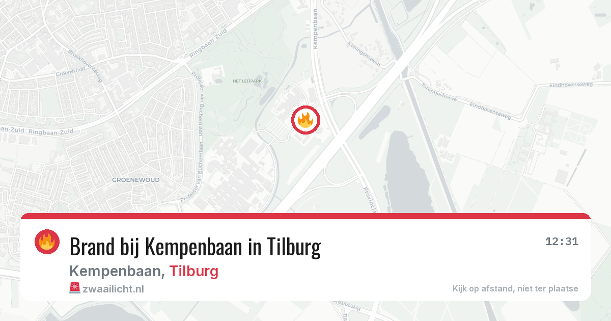 Brand bij Kempenbaan in Tilburg — 24 jun 2026