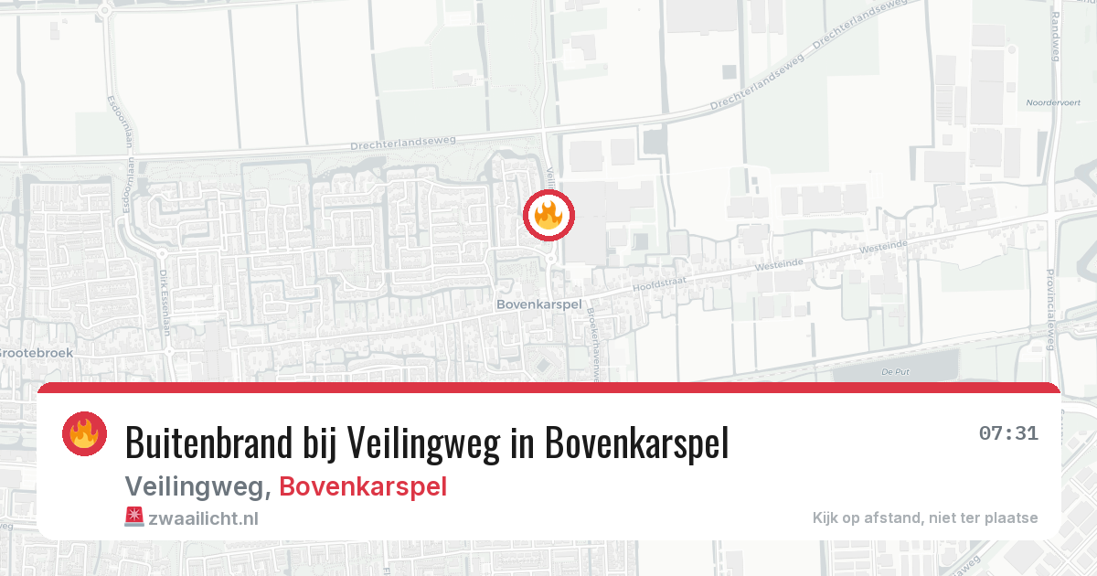 Buitenbrand bij Veilingweg in Bovenkarspel — 26 jul 2026