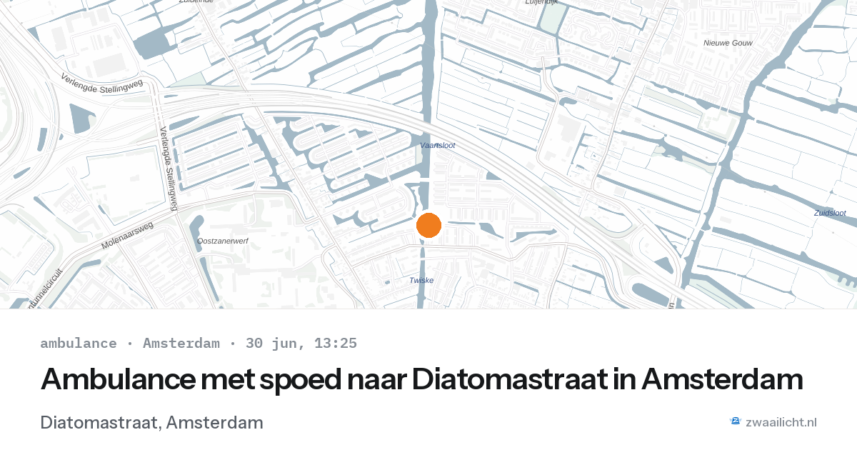 Ambulance met spoed naar Diatomastraat in Amsterdam — 30 jun 2026