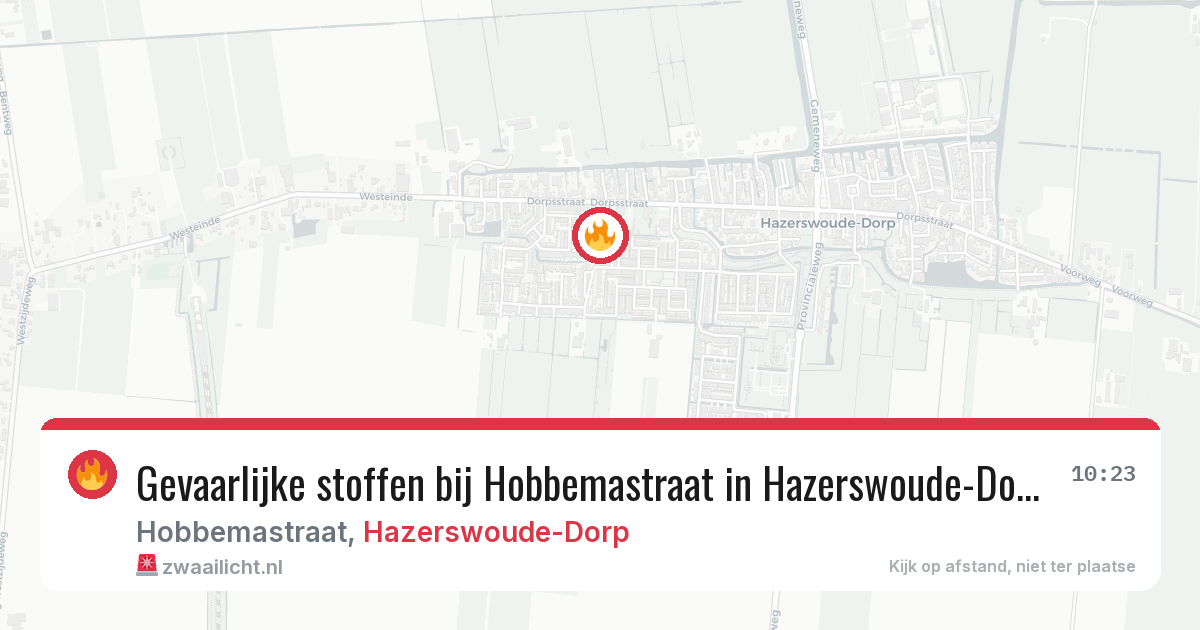 Gevaarlijke stoffen bij Hobbemastraat in Hazerswoude-Dorp — 19 mrt 2026