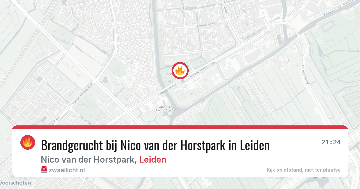Brandgerucht bij Nico van der Horstpark in Leiden — 22 apr 2026