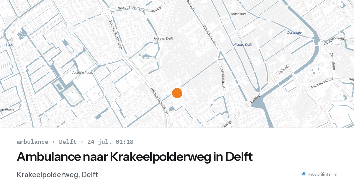 Ambulance naar Krakeelpolderweg in Delft — 23 jul 2026