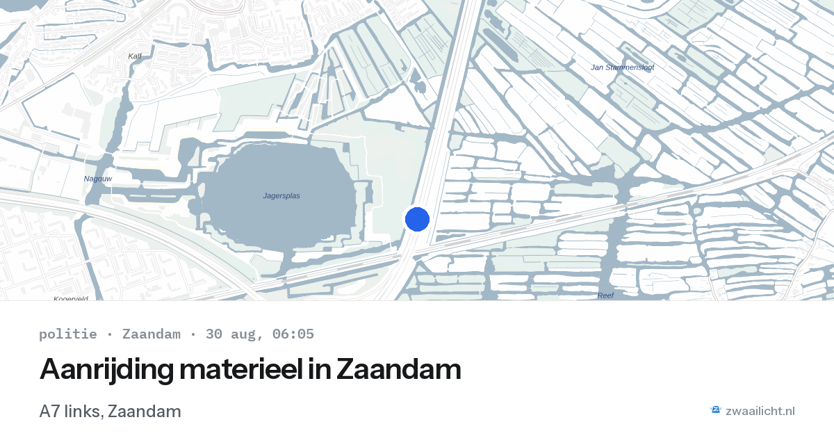 Aanrijding materieel in Zaandam — 30 aug 2026