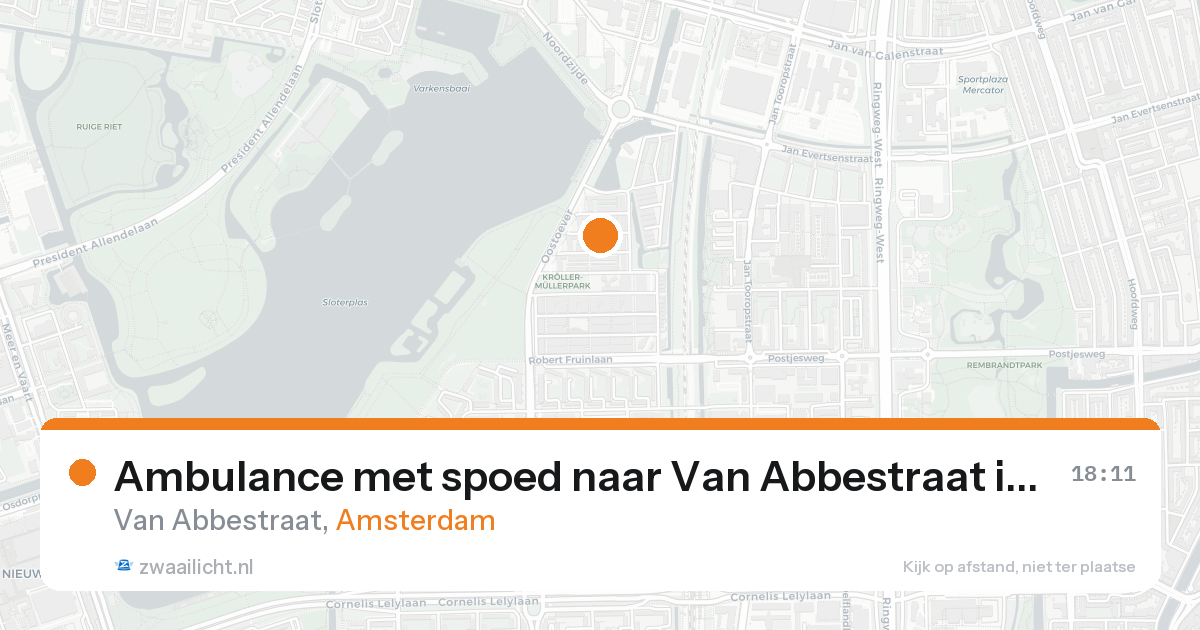 Ambulance met spoed naar Van Abbestraat in Amsterdam — 15 aug 2026
