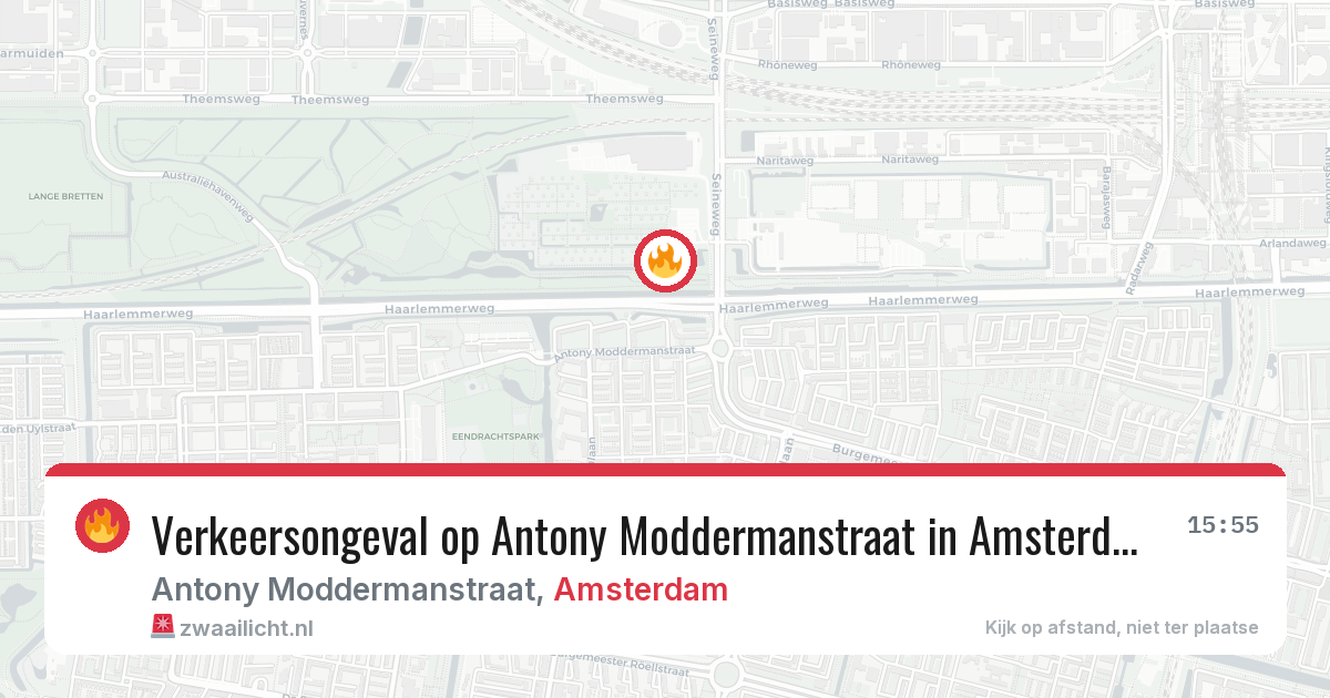 Verkeersongeval op Antony Moddermanstraat in Amsterdam — 15 jul 2026