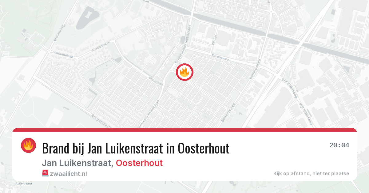 Brand bij Jan Luikenstraat in Oosterhout — 14 aug 2026
