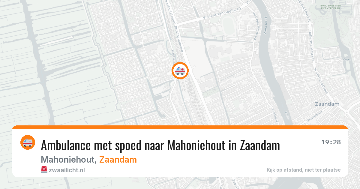 Ambulance met spoed naar Mahoniehout in Zaandam — 21 jul 2026