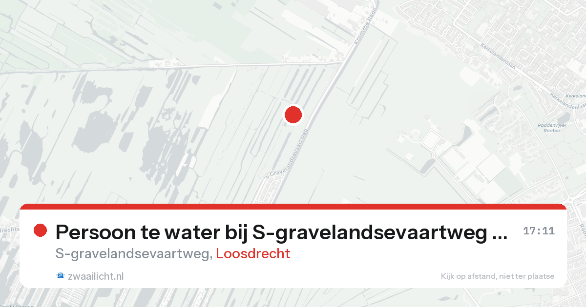 Persoon te water bij S-gravelandsevaartweg in Loosdrecht — 20 aug 2026