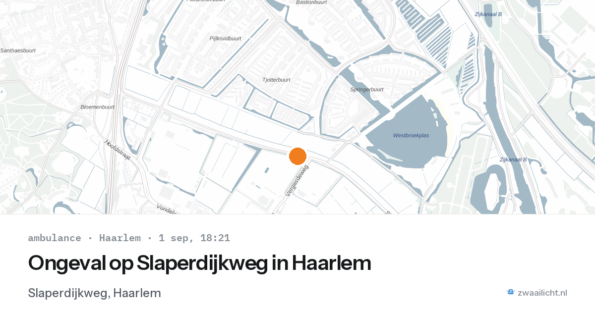 Ongeval op Slaperdijkweg in Haarlem — 1 sep 2026