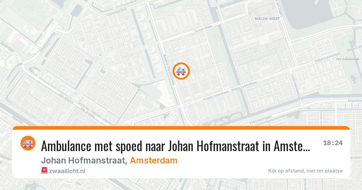 Ambulance met spoed naar Johan Hofmanstraat in Amsterdam — 8 jul 2026