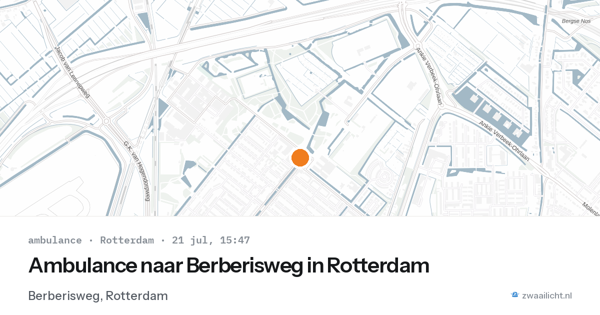 Ambulance naar Berberisweg in Rotterdam — 21 jul 2026
