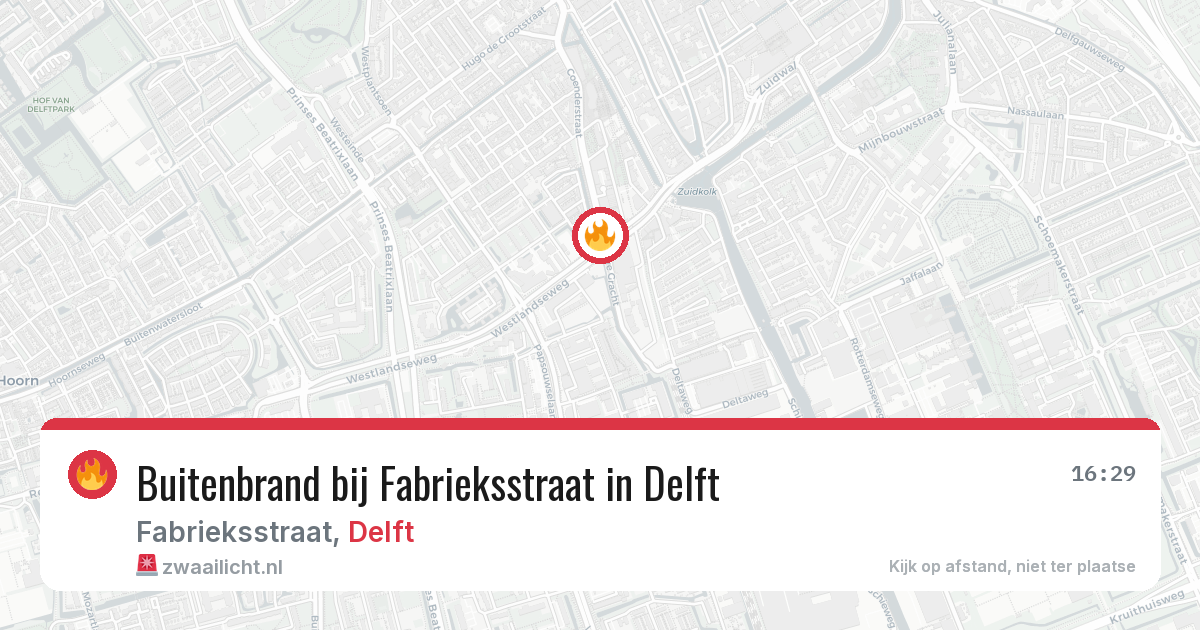 Buitenbrand bij Fabrieksstraat in Delft — 29 jun 2026