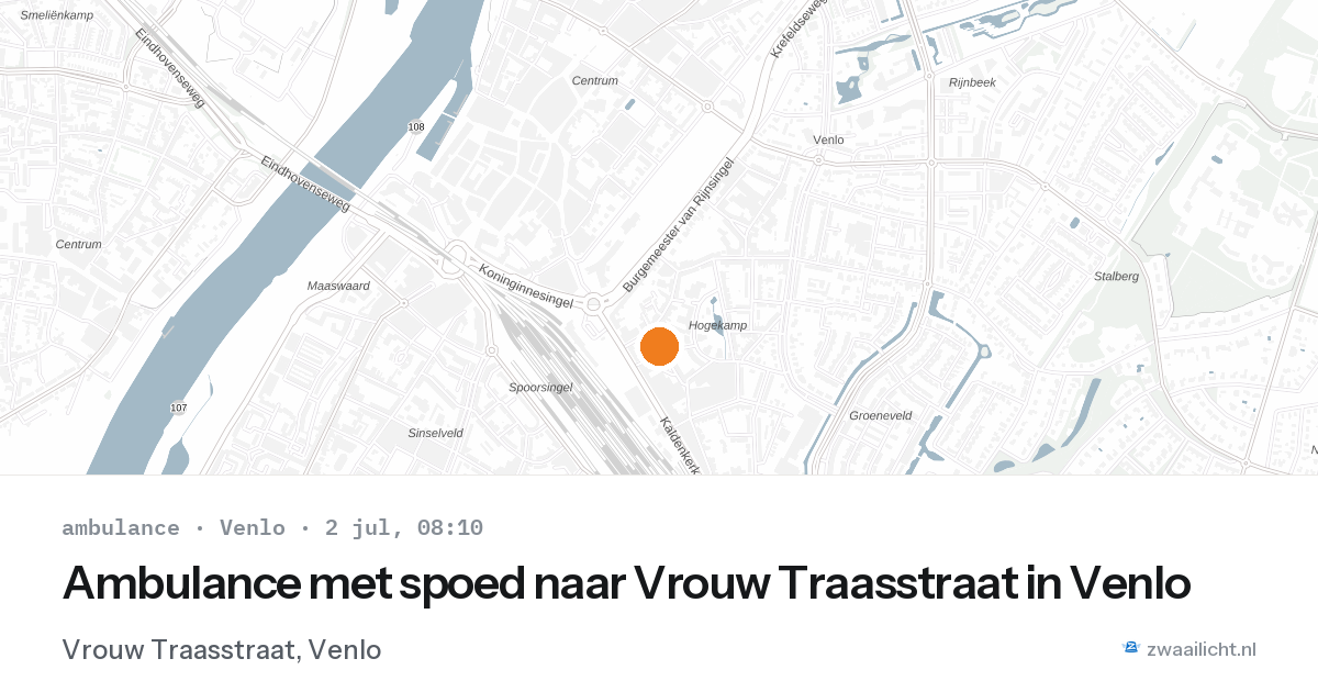 Ambulance met spoed naar Vrouw Traasstraat in Venlo — 2 jul 2026