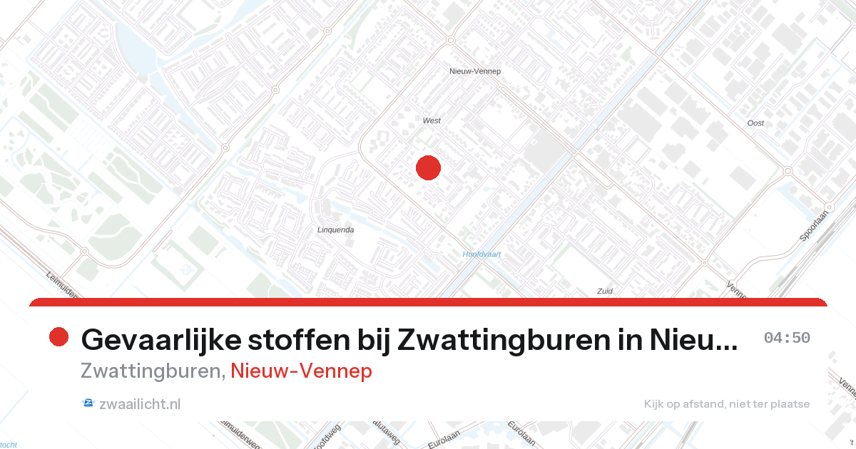 Gevaarlijke stoffen bij Zwattingburen in Nieuw-Vennep — 9 jun 2026