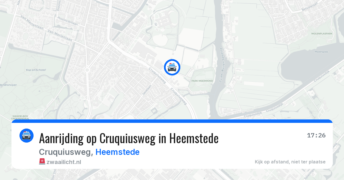 Aanrijding op Cruquiusweg in Heemstede — 11 jun 2026