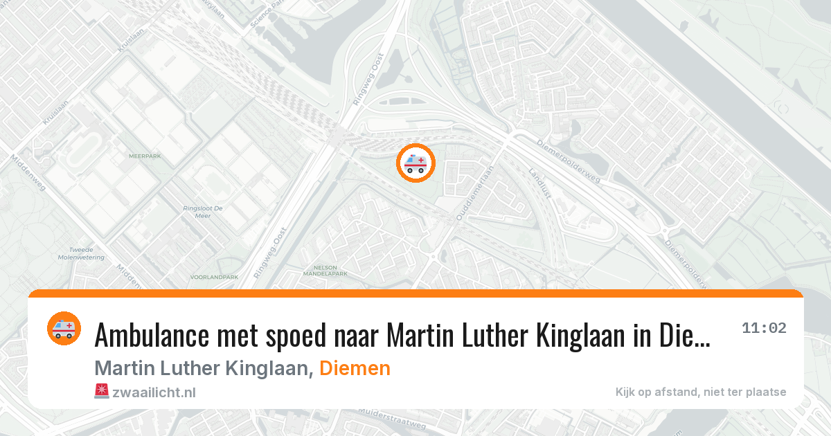 Ambulance met spoed naar Martin Luther Kinglaan in Diemen — 5 jun 2026