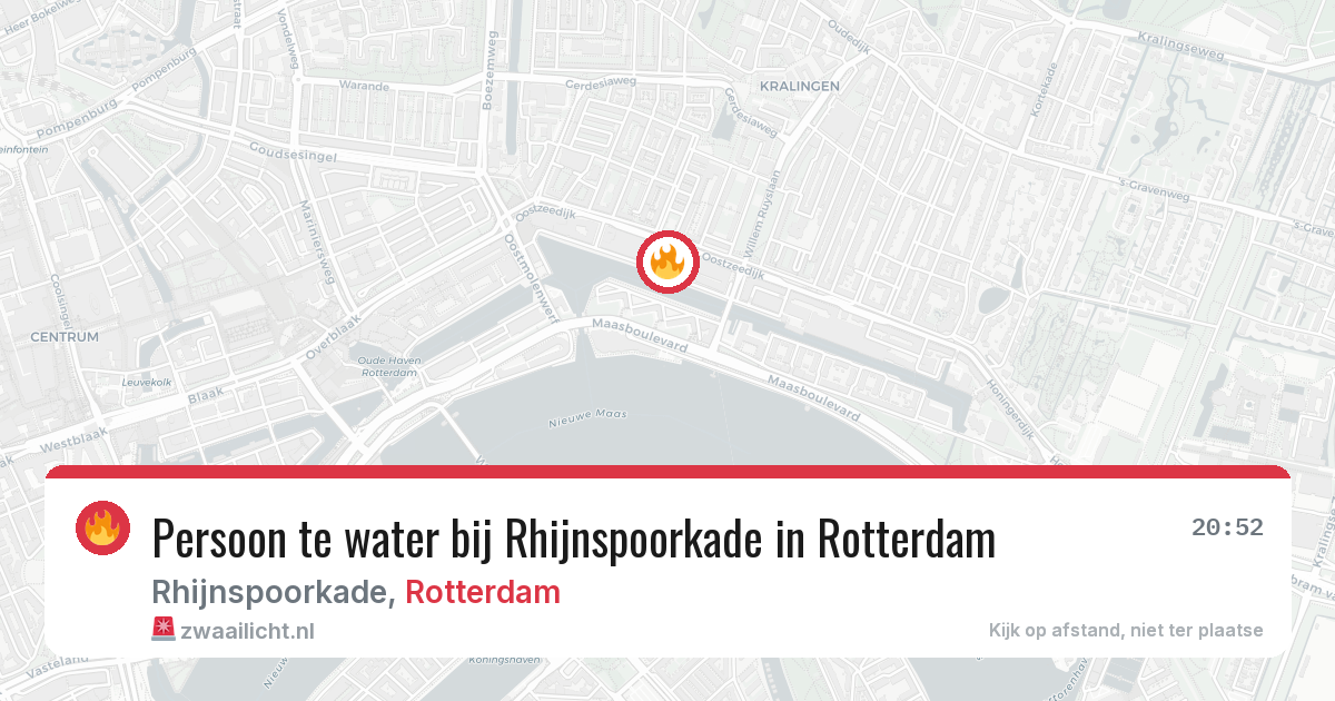 Persoon te water bij Rhijnspoorkade in Rotterdam — 2 jul 2026