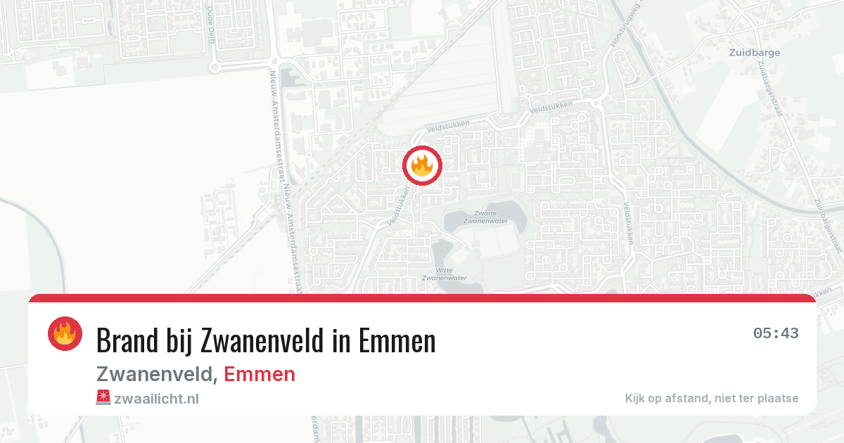 Brand bij Zwanenveld in Emmen — 1 aug 2026