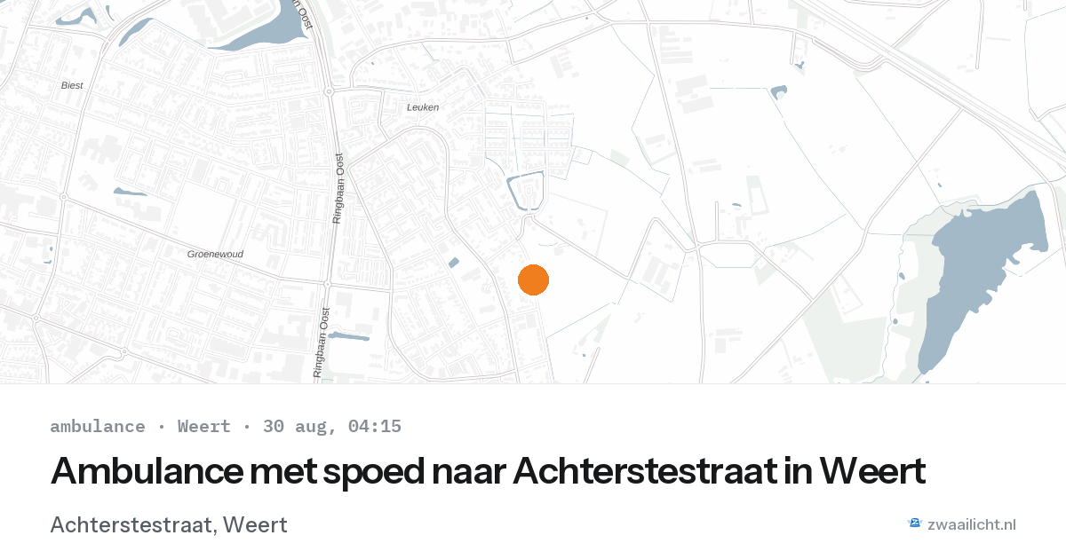 Ambulance met spoed naar Achterstestraat in Weert — 30 aug 2026