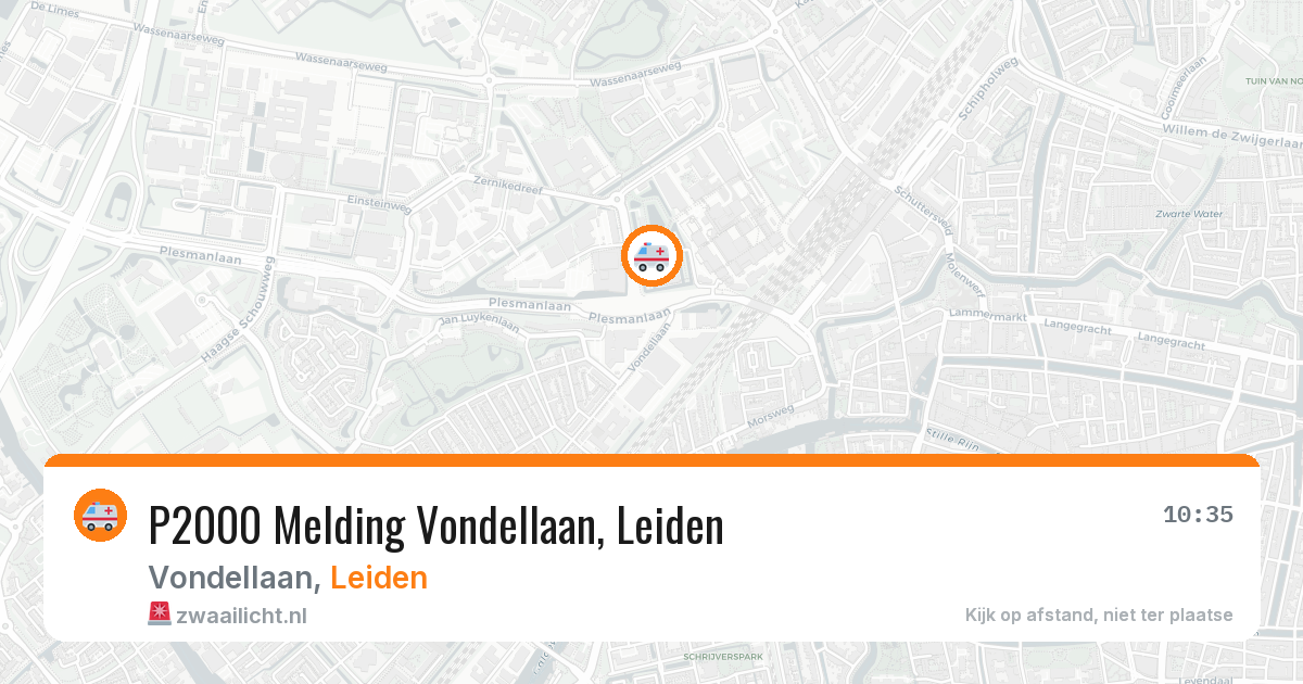 P2000 Melding Vondellaan, Leiden — 21 jun 2026