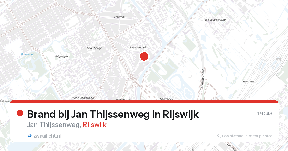 Brand bij Jan Thijssenweg in Rijswijk — 28 aug 2026