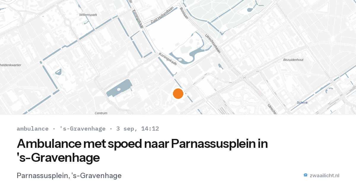 Ambulance met spoed naar Parnassusplein in 's-Gravenhage — 3 sep 2026