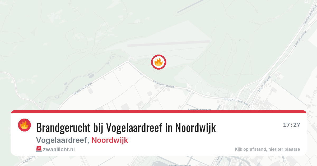 Brandgerucht bij Vogelaardreef in Noordwijk — 4 aug 2026