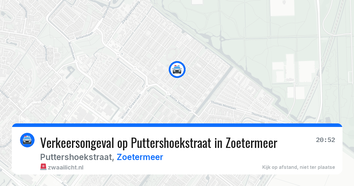 Verkeersongeval op Puttershoekstraat in Zoetermeer — 16 jul 2026
