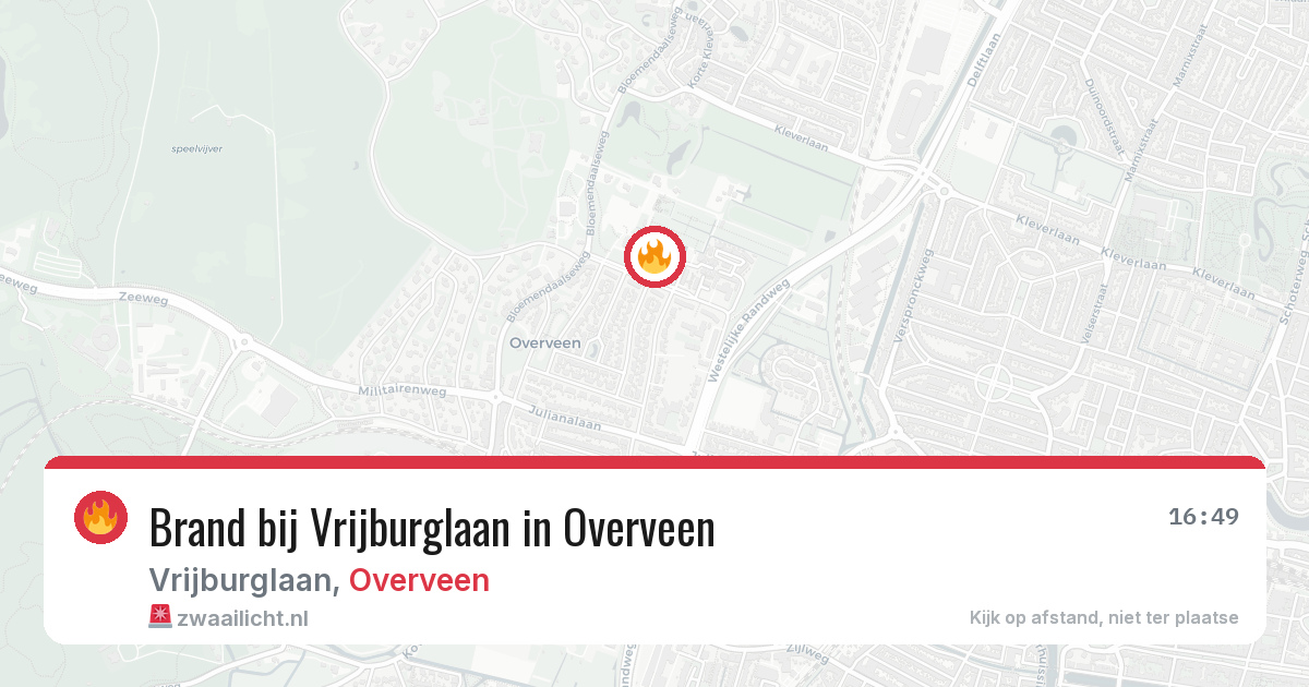 Brand bij Vrijburglaan in Overveen — 17 jun 2026