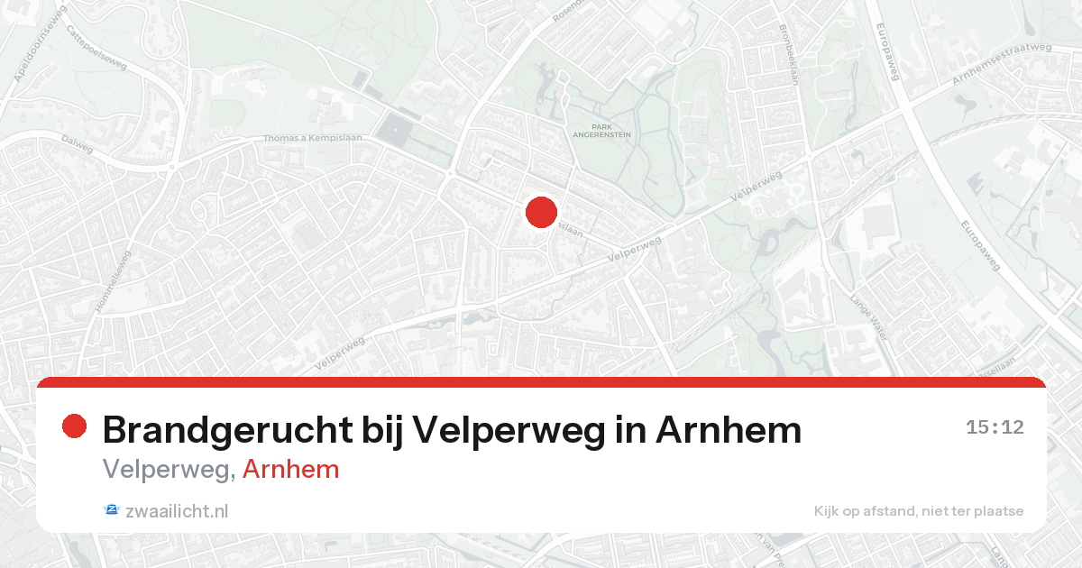 Brandgerucht bij Velperweg in Arnhem — 21 aug 2026