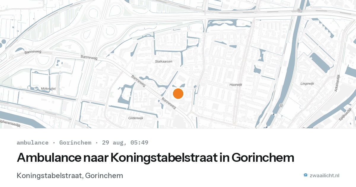 Ambulance naar Koningstabelstraat in Gorinchem — 29 aug 2026