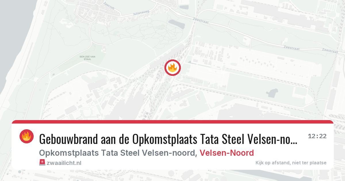 Gebouwbrand aan de Opkomstplaats Tata Steel Velsen-noord in Velsen-Noord — 30 jul 2026