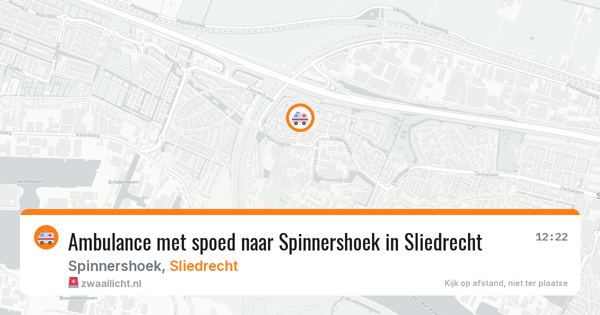 Ambulance met spoed naar Spinnershoek in Sliedrecht — 3 aug 2026