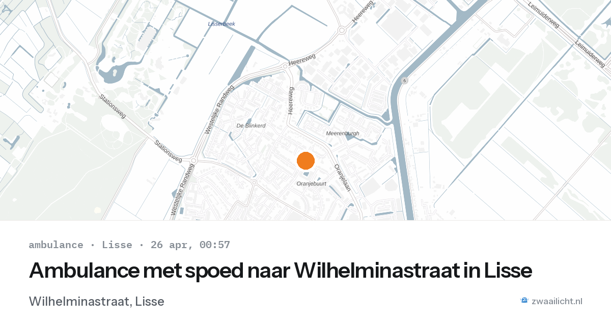 Ambulance met spoed naar Wilhelminastraat in Lisse — 25 apr 2026