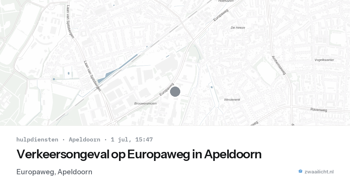 Verkeersongeval op Europaweg in Apeldoorn — 1 jul 2026