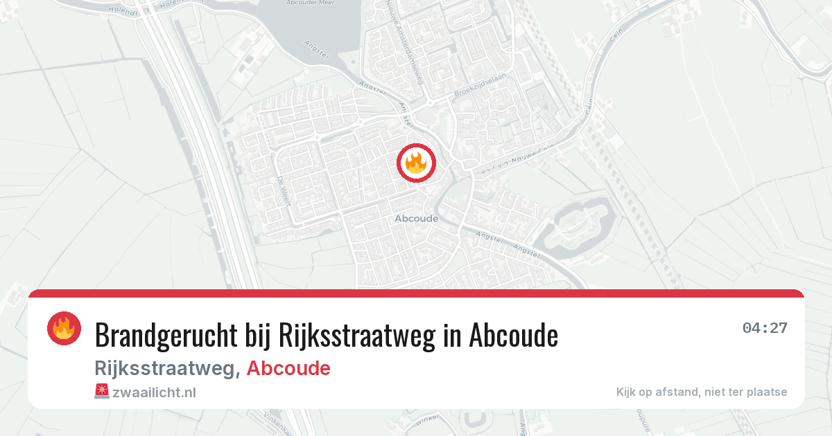 Brandgerucht bij Rijksstraatweg in Abcoude — 6 jul 2026