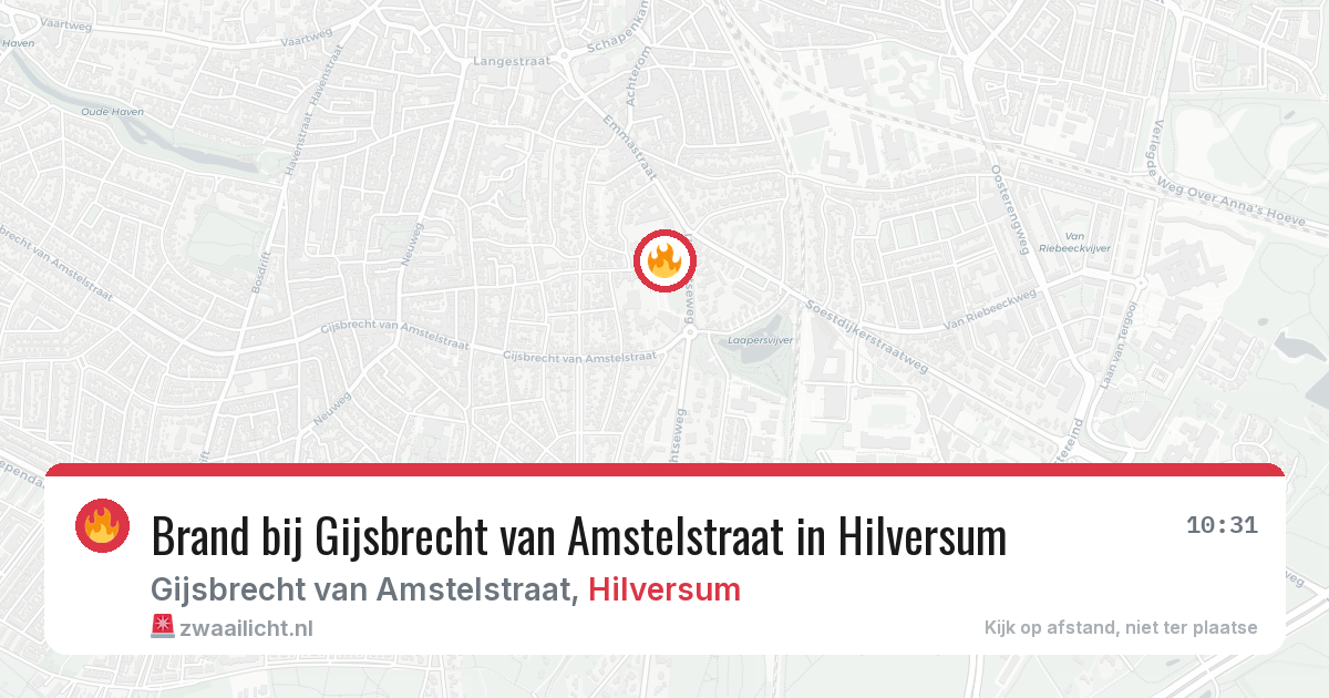 Brand bij Gijsbrecht van Amstelstraat in Hilversum — 18 jun 2026
