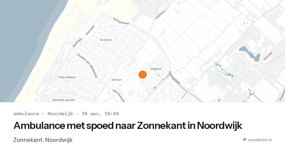 Ambulance met spoed naar Zonnekant in Noordwijk — 18 apr 2026